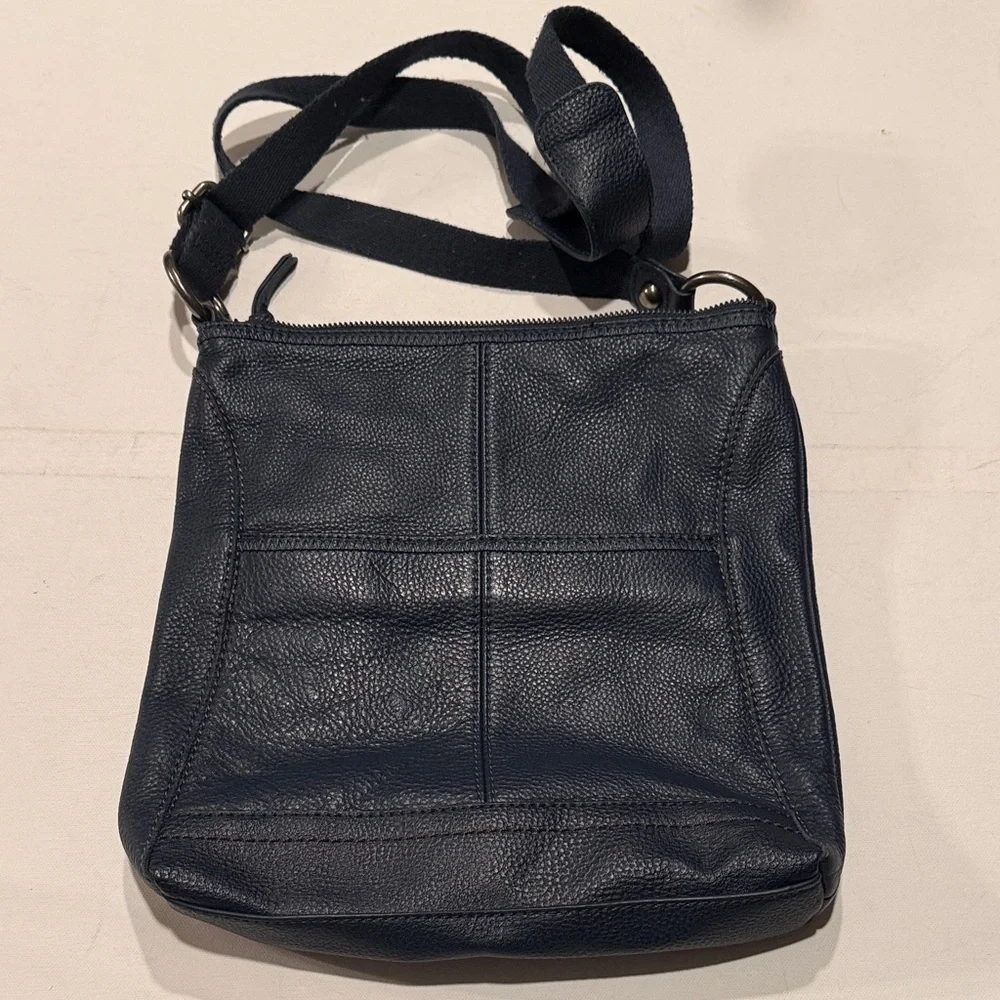 The Sak Dark Blue Leather Messenger Bag
